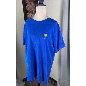 Nike Blue Short Sleeve T-Shirt with Graphic and Swoosh Logo